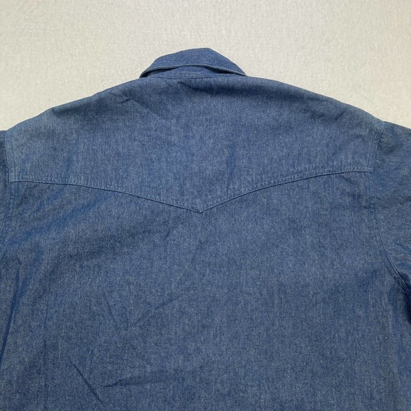 Express Rider Shirt Mens Western Blue Denim Short Sleeve Vintage - Picture 11 of 13